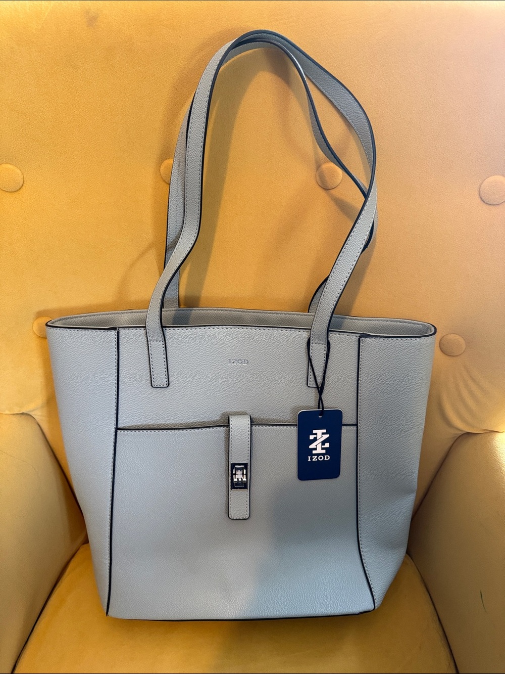 Izod Light Gray Pebble Faux Leather Tote